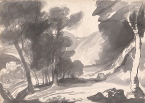 Open plek in een bos door George Romney